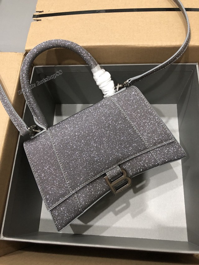 Balenciaga專櫃爆款滿天星大號灰色手提女包 巴黎世家Hourglass沙漏包 fyj1607